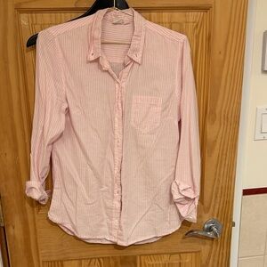 Gap pink and white striped button down shirt